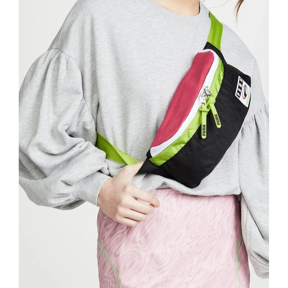 Puma City Block Fanny Pack Neon Pink Green Black Waist Bag 11